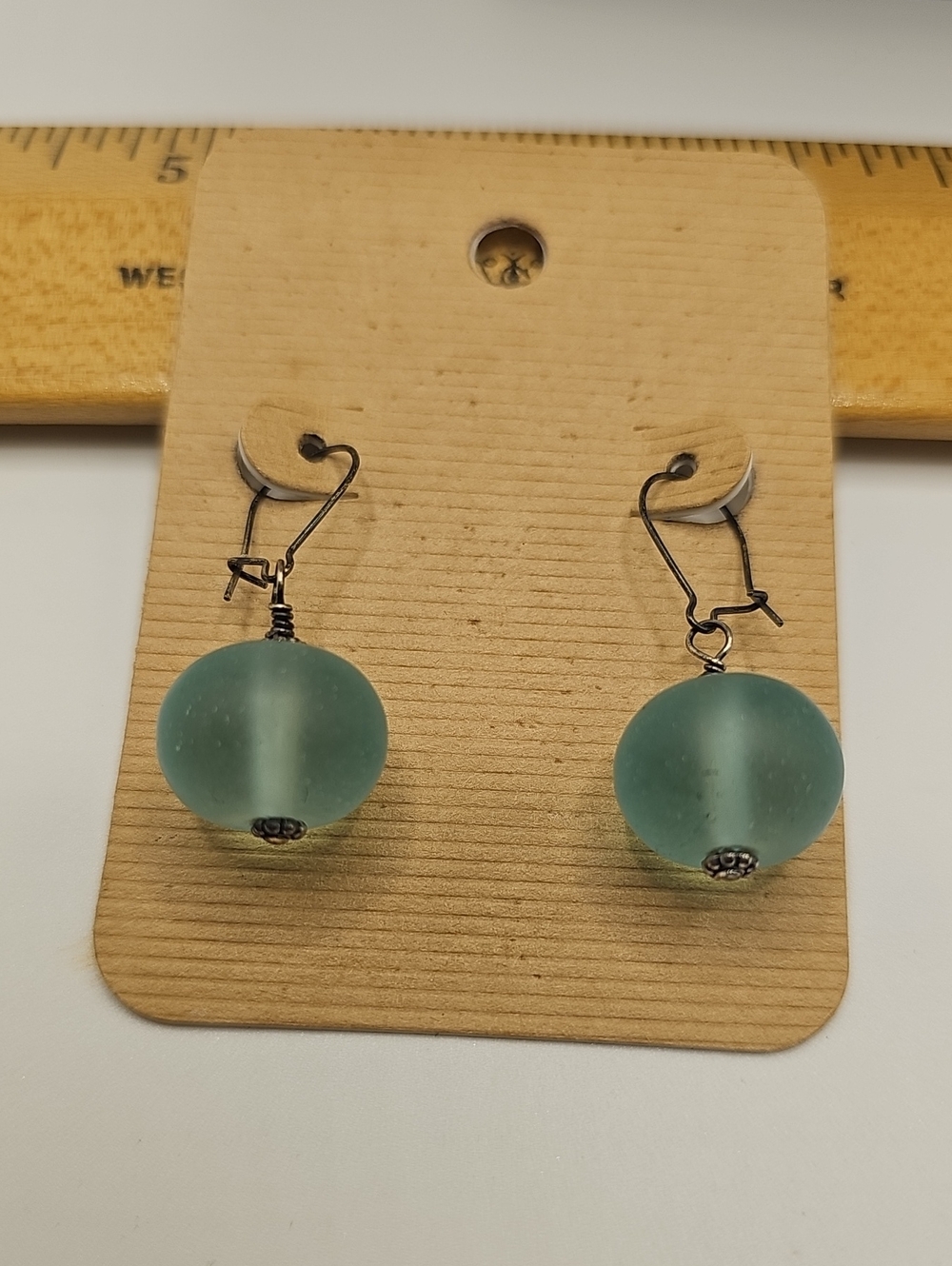 Sea Glass Teal Drop Earrings - Women Jewelry. Lightweight